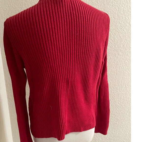 Vintage Y2K Croft & Barrow Red Sweater Cardigan Front Zip Knit Jacket Top PM - Picture 4 of 8